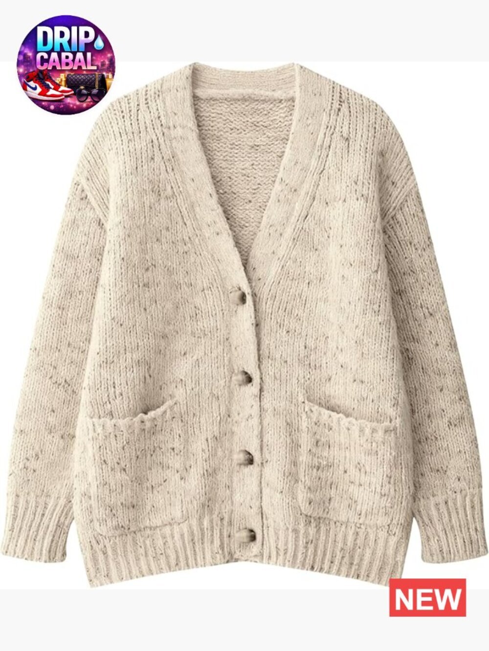Oversized Retro Polka Dot Knit Cardigan Soft Loose-Fit Long Sleeve Open Front